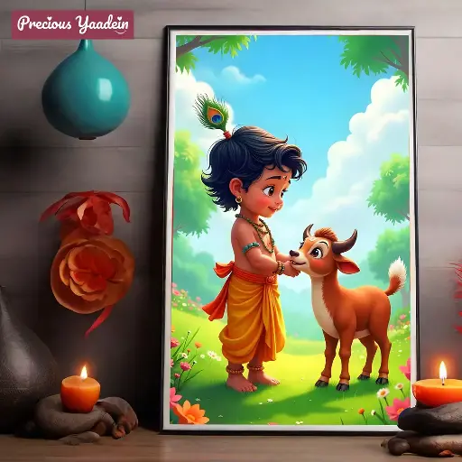 heartwarming A4 poster of baby Krishna